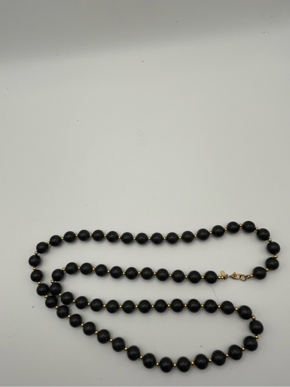 Monet Black Bead Necklace with Gold-Tone Spacers